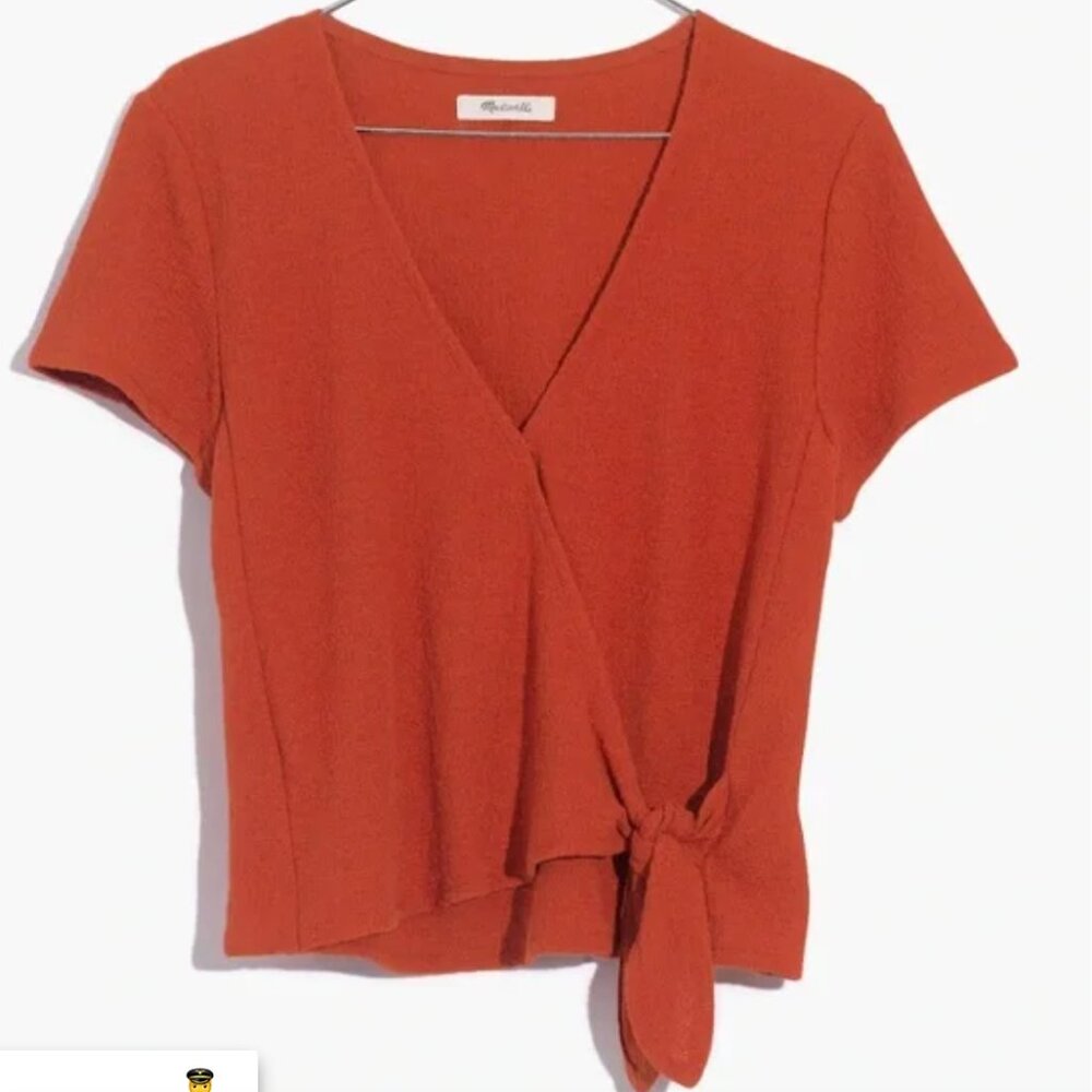 Madewell Orange Wrap Crop Top 100% Cotton L